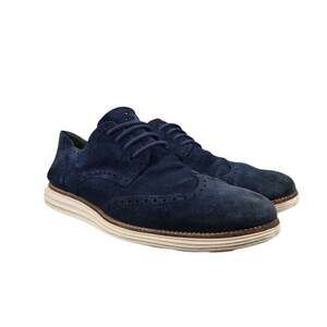 Cole Haan Shoes Mens 13 Oxfords Wingtip Lunargrand Leather Classic Blue Fashion